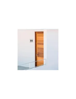 Plaque de signalisation WC Mixte , à visser, inox brossé, marquage noir, 100x100mm - THIRARD