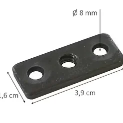 4 platines 3 trous ø8 mm x L. 39 mm x l. 16 mm