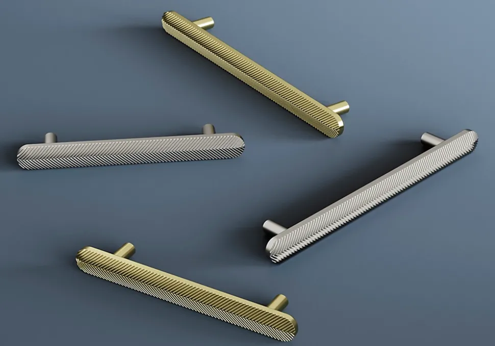 Poignée de meuble arrondi GoodHome Garlan aluminium effet laiton satin doré l.168mm x l.15mm x H. 27mm entraxe 128mm