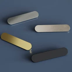 Poignée de meuble arrondi GoodHome Minzh aluminium mat noir l.153mm x l.25mm x H. 16mm entraxe 128mm
