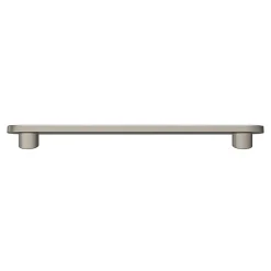 Poignée de meuble arrondi GoodHome Minzh aluminium effet nickel satin gris l.153mm x l.25mm x H. 16mm entraxe 128mm