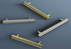 Poignée de meuble arrondi GoodHome Garlan aluminium effet nickel satin gris l.168mm x l.15mm x H. 27mm entraxe 128mm