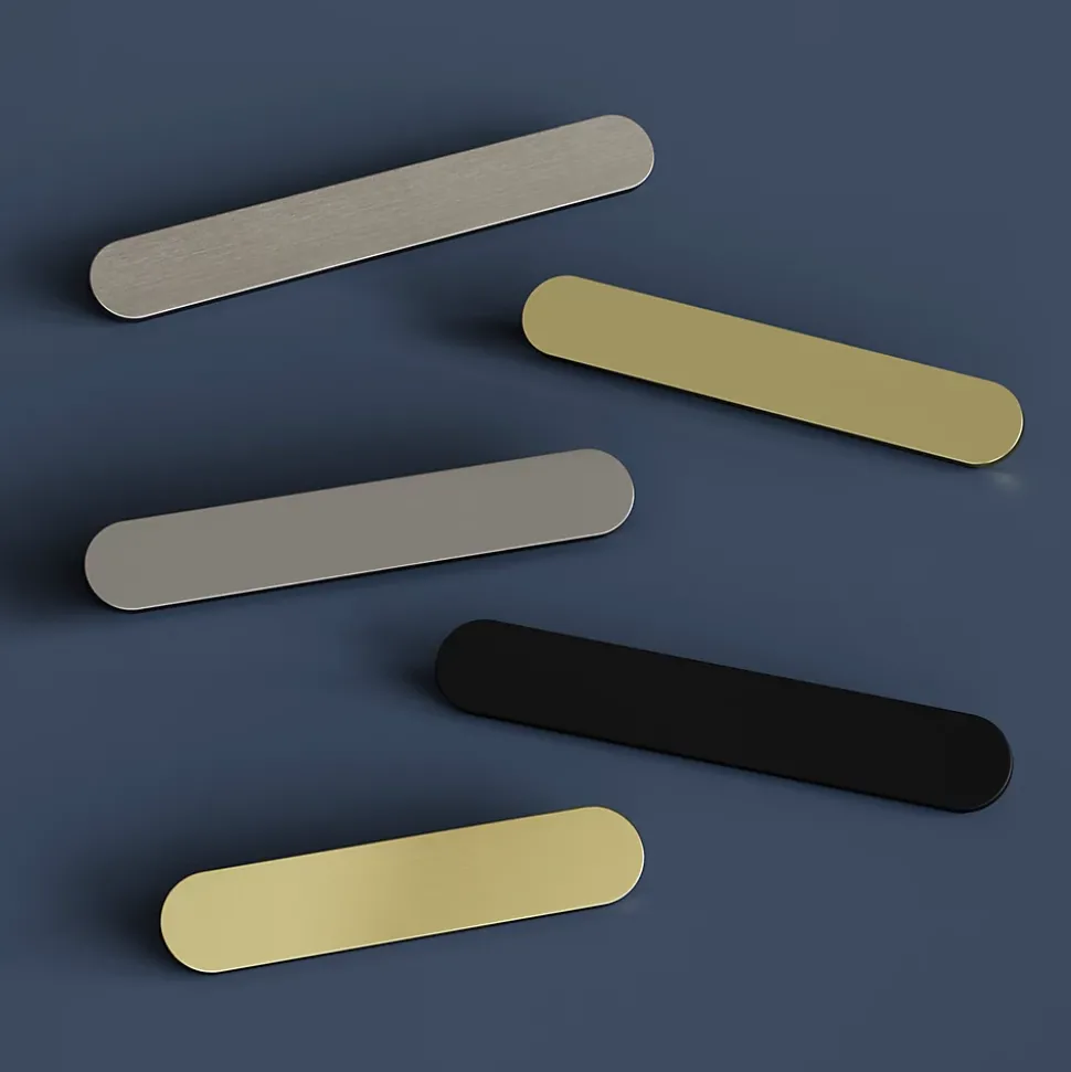 Poignée de meuble arrondi GoodHome Minzh aluminium effet laiton satin doré l.153mm x l.25mm x H. 16mm entraxe 128mm