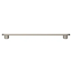 Poignée de meuble arrondi GoodHome Minzh aluminium effet nickel satin gris l.185mm x l.25mm x H. 16mm entraxe 160mm