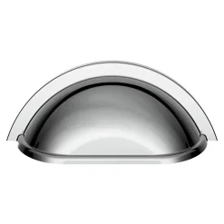 Poignée de meuble demi-ronde GoodHome Govlin effet chromé gris l.81mm x l.30mm x H. 30mm entraxe 64mm