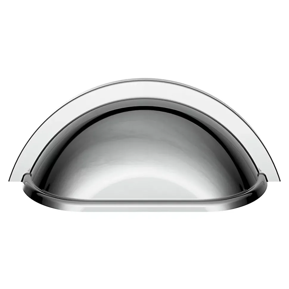 Poignée de meuble demi-ronde GoodHome Govlin effet chromé gris l.81mm x l.30mm x H. 30mm entraxe 64mm