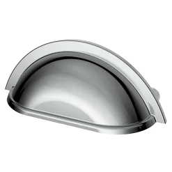 Poignée de meuble demi-ronde GoodHome Govlin effet chromé gris l.81mm x l.30mm x H. 30mm entraxe 64mm