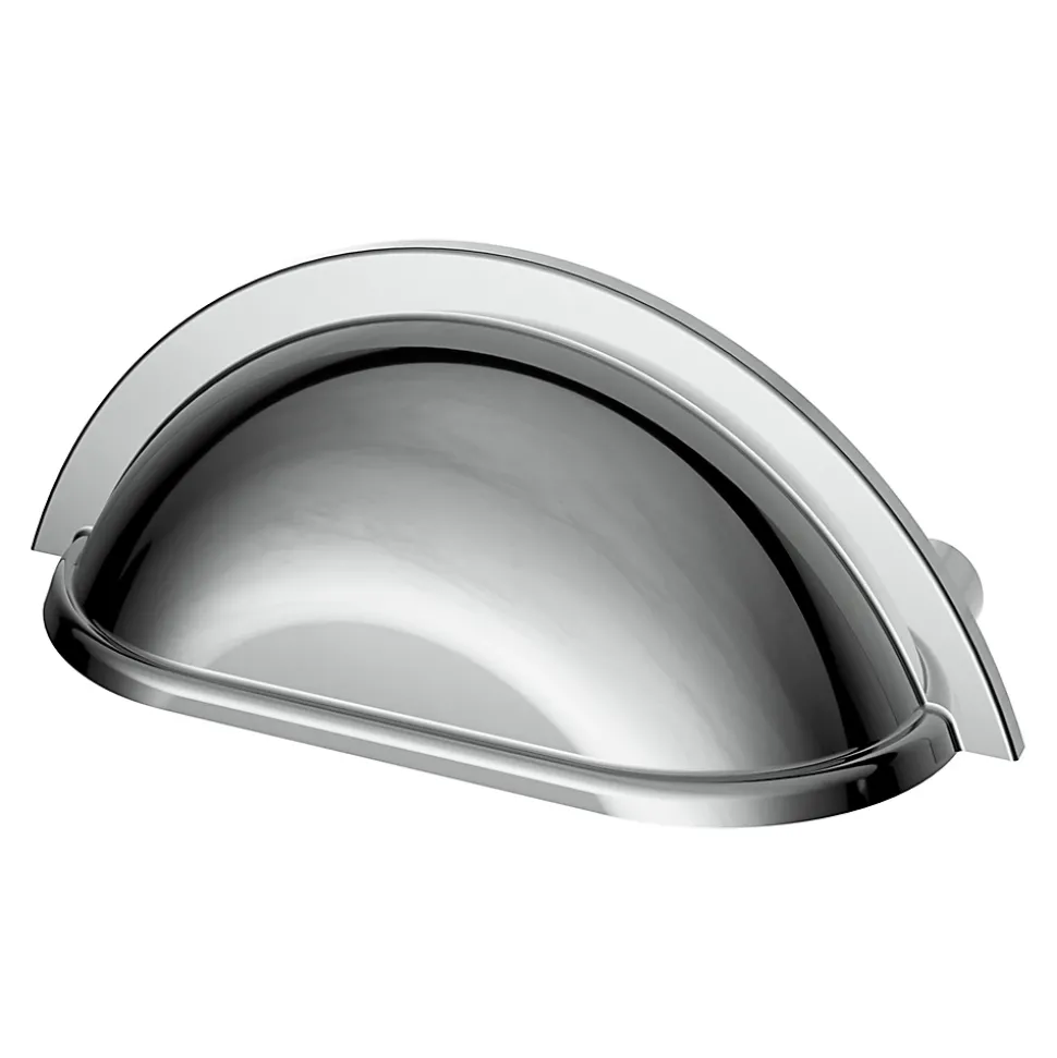 Poignée de meuble demi-ronde GoodHome Govlin effet chromé gris l.81mm x l.30mm x H. 30mm entraxe 64mm
