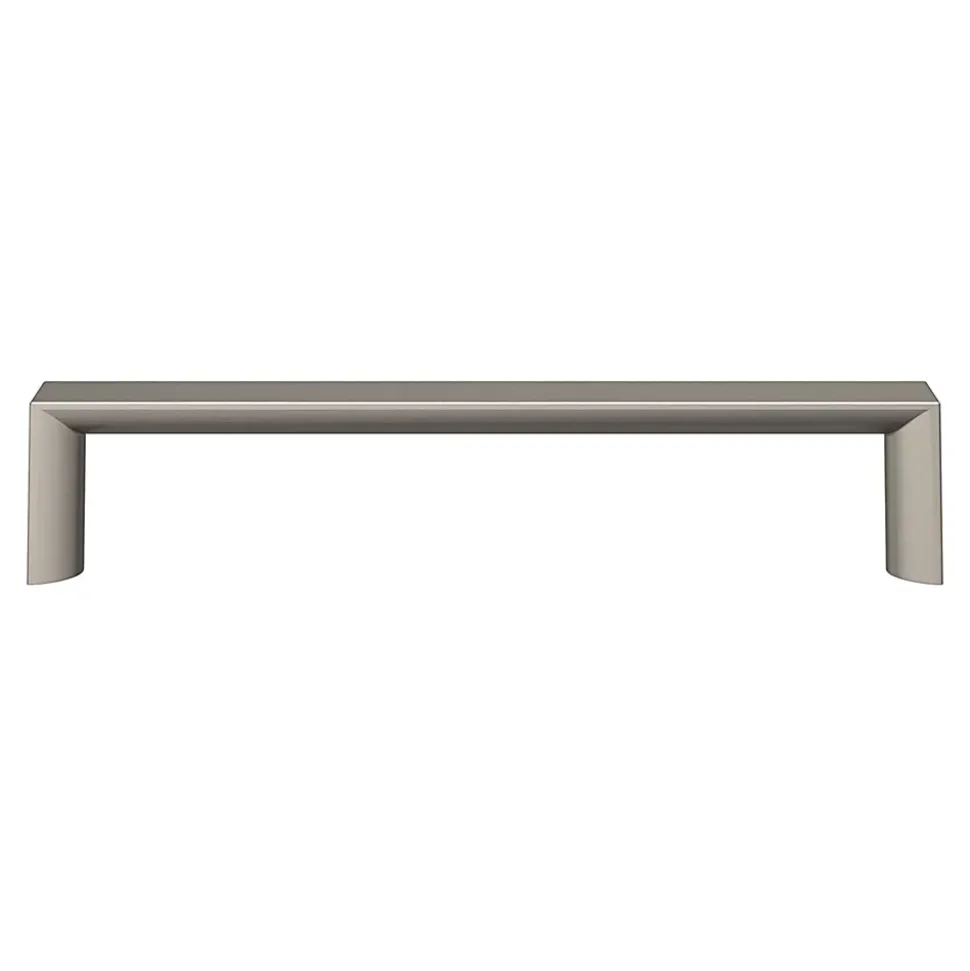 Poignée de meuble Droit GoodHome Dotz effet nickel satin gris l.135mm x l.12mm x H. 26mm entraxe 128mm