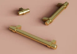 Poignée de meuble en T GoodHome Kerver acier et Zamac effet laiton doré l.168mm x l.18mm x H. 34mm entraxe 128mm