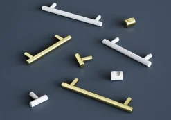 Poignée de meuble en T GoodHome Dizel acier mat blanc l.136mm x l.12mm x H. 35mm entraxe 96mm