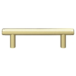 Poignée de meuble en T GoodHome Irus acier effet laiton satin doré l.136mm x l.12mm x H. 35mm entraxe 96mm