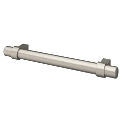 Poignée de meuble en T GoodHome Kerver acier et Zamac effet nickel satin gris l.168mm x l.18mm x H. 34mm entraxe 128mm