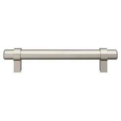Poignée de meuble en T GoodHome Kerver acier et Zamac effet nickel satin gris l.168mm x l.18mm x H. 34mm entraxe 128mm