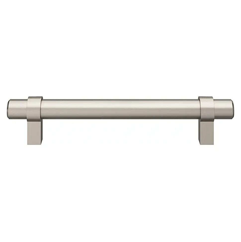 Poignée de meuble en T GoodHome Kerver acier et Zamac effet nickel satin gris l.168mm x l.18mm x H. 34mm entraxe 128mm