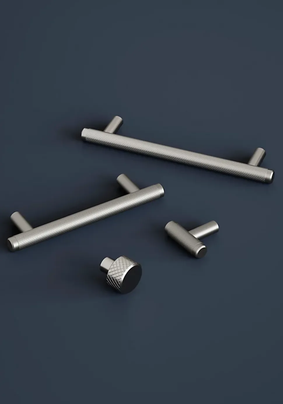 Poignée de meuble en T GoodHome Irus acier effet nickel satin gris l.168mm x l.12mm x H. 35mm entraxe 128mm