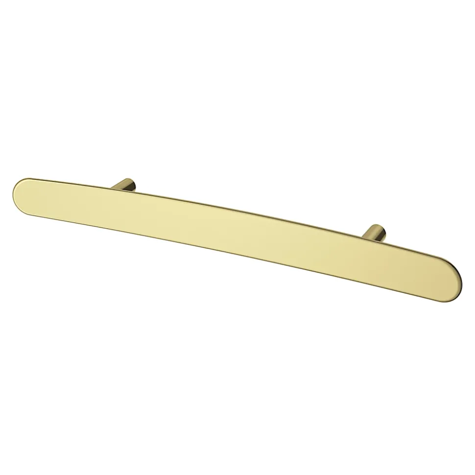 Poignée de meuble en T GoodHome Meham effet laiton doré l.220mm x l.20mm x H. 35mm entraxe 128mm