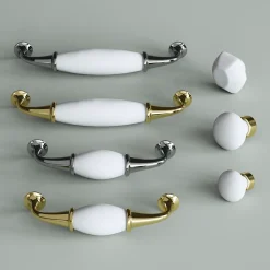 Poignée de meuble GoodHome porcelaine blanc 96mm