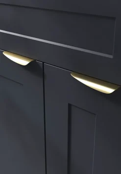 Poignée de meuble Incurvé GoodHome Mehaban effet laiton satin doré l.120mm x l.44mm x H. 13mm entraxe 96mm