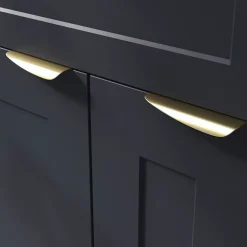 Poignée de meuble Incurvé GoodHome Mehaban effet laiton satin doré l.120mm x l.44mm x H. 13mm entraxe 96mm