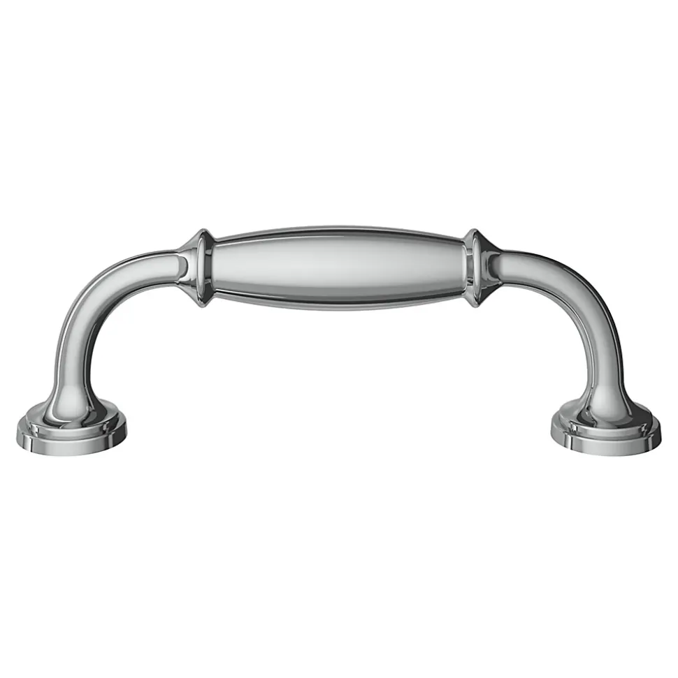 Poignée de meuble nœud GoodHome Ruis effet chromé gris l.116mm x l.20mm x H. 38mm entraxe 96mm