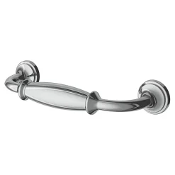 Poignée de meuble nœud GoodHome Ruis effet chromé gris l.116mm x l.20mm x H. 38mm entraxe 96mm