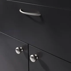 Poignée de meuble nœud GoodHome Primel effet nickel satin gris l.114mm x l.11mm x H. 27mm entraxe 96mm