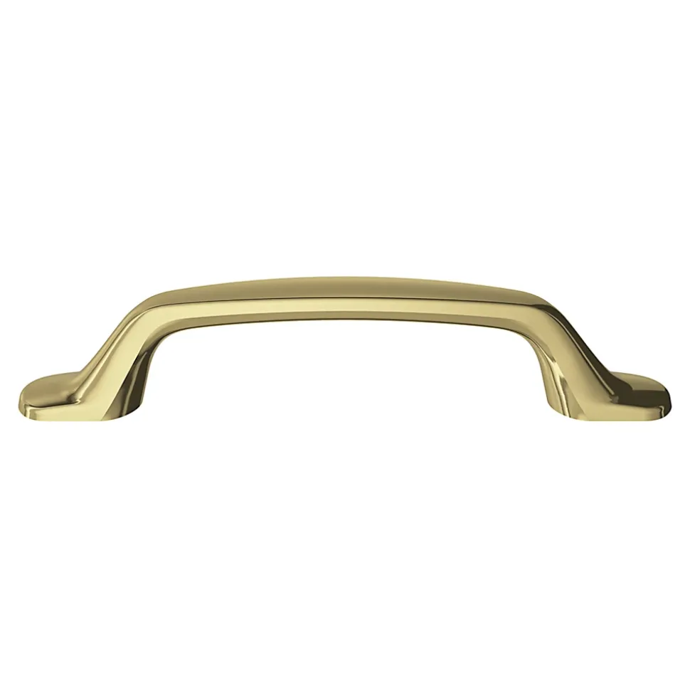 Poignée de meuble nœud GoodHome Prat aluminium effet laiton doré l.162mm x l.10mm x H. 26mm entraxe 128mm