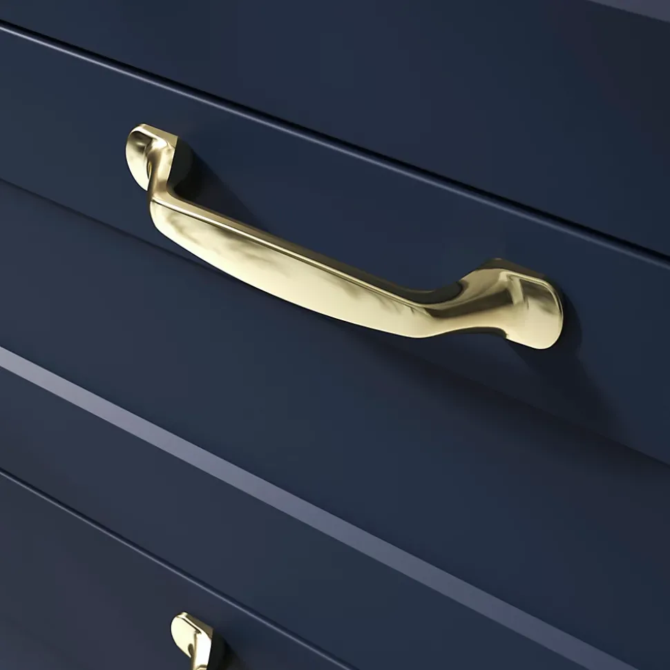 Poignée de meuble nœud GoodHome Prat aluminium effet laiton doré l.162mm x l.10mm x H. 26mm entraxe 128mm