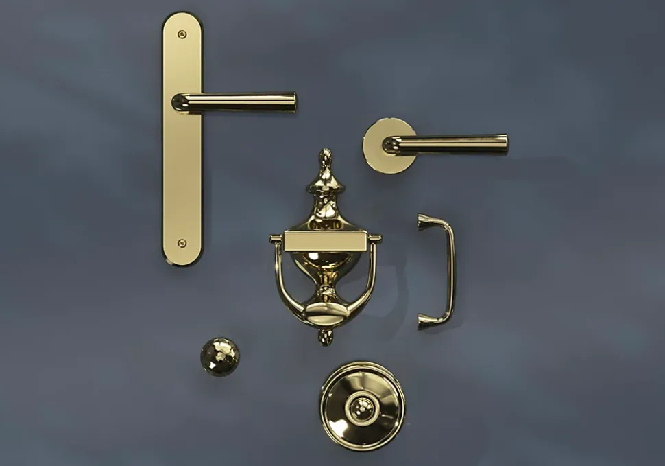 Poignée de meuble nœud GoodHome Tudy Laiton effet laiton doré l.110mm x H. 15mm entraxe 96mm