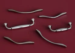 Poignée de meuble nœud GoodHome Ruis effet nickel satin gris l.169mm x l.10mm x H. 25mm entraxe 128mm