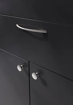 Poignée de meuble nœud GoodHome Primel effet nickel satin gris l.160mm x l.9mm x H. 27mm entraxe 128mm