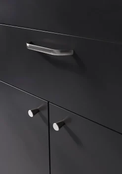 Poignée de meuble nœud GoodHome Irvil aluminium effet nickel satin gris l.142mm x l.12mm x H. 30mm entraxe 128mm