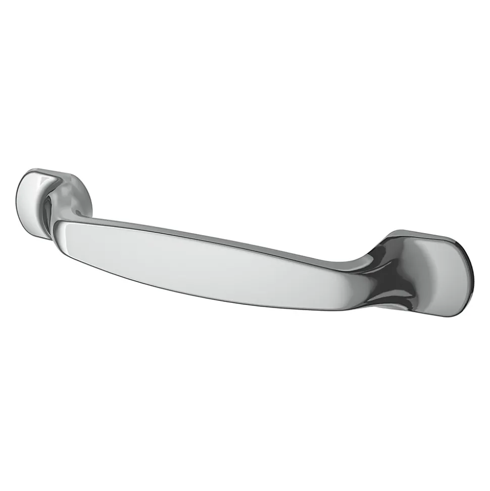 Poignée de meuble nœud GoodHome Govlin aluminium effet chromé gris l.131mm x l.19mm x H. 24mm entraxe 96mm