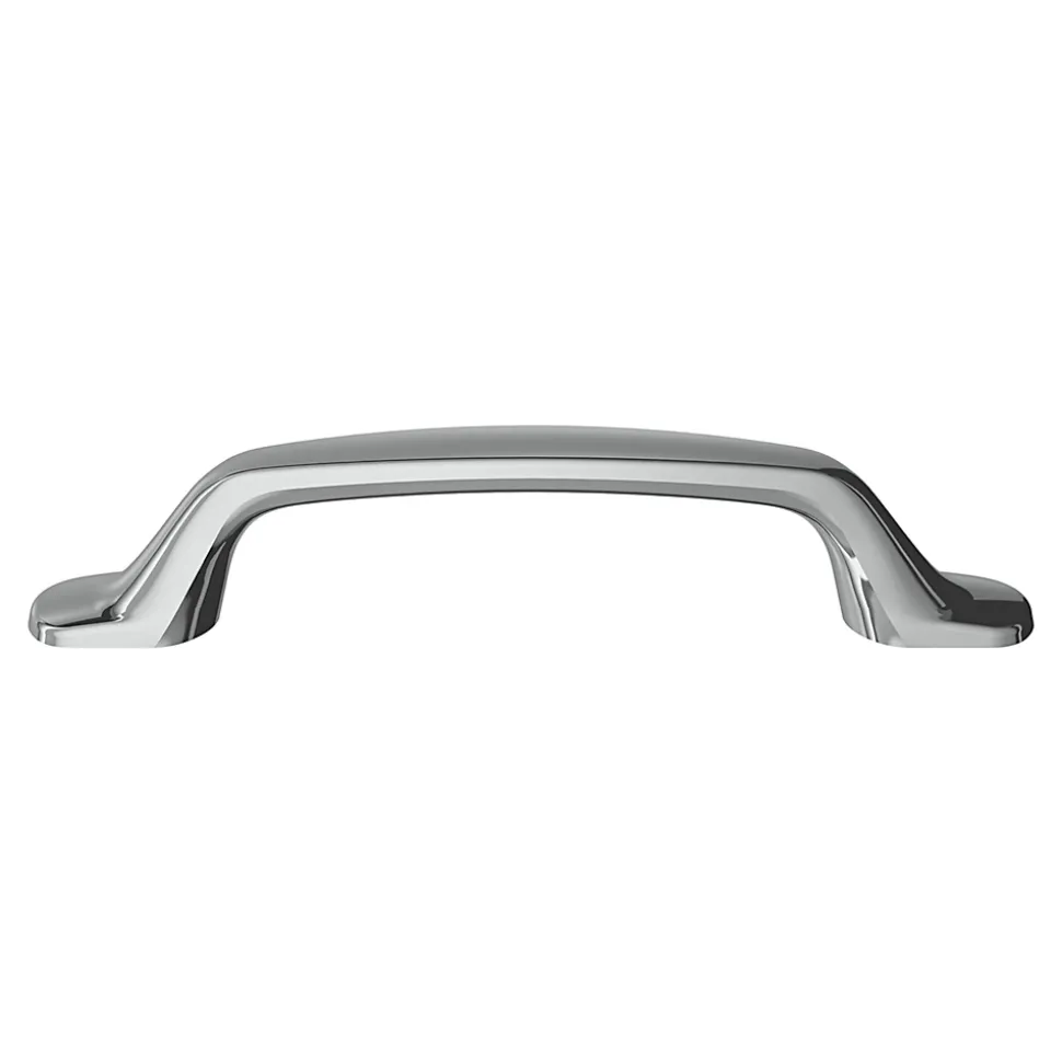 Poignée de meuble nœud GoodHome Govlin aluminium effet chromé gris l.131mm x l.19mm x H. 24mm entraxe 96mm