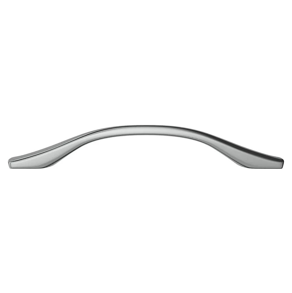 Poignée de meuble nœud GoodHome Ruis effet chromé gris l.169mm x l.10mm x H. 25mm entraxe 128mm