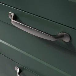 Poignée de meuble nœud GoodHome Govlin aluminium effet nickel satin gris l.164mm x l.20mm x H. 24mm entraxe 128mm