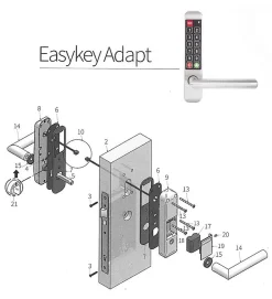 Poignée électronique serrure à code Easykey DOM serrure inox porte intérieure 45 mm sans clé