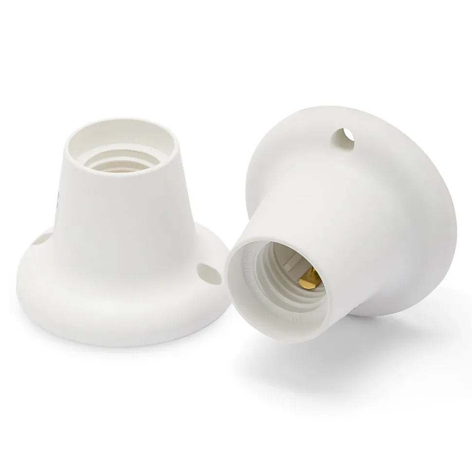 Point lumineux thermoplastique avec douille E27, base droite. Blanc