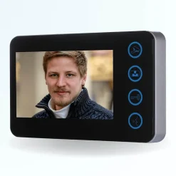 Portier interphone vidéo modern 2 fils - 1 appartement - 1 écran noir - avec lecteur de badge