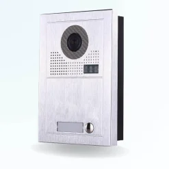 Portier interphone vidéo modern 2 fils - 2 appartements - 2 écrans noirs - avec lecteur de badge