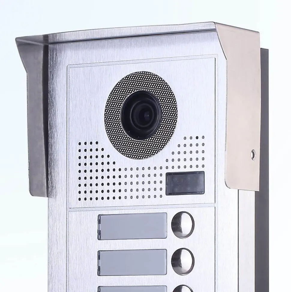 Portier interphone vidéo modern 2 fils - 2 appartements - 2 écrans blancs - avec lecteur de badge