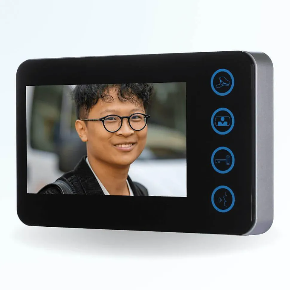 Portier interphone vidéo neo 2 fils - 1 appartement - 1 écran noir - avec lecteur de badge