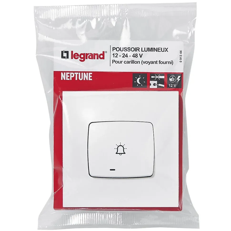 Poussoir lumineux carillon Legrand Neptune