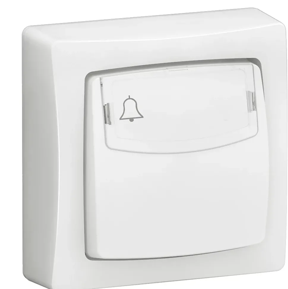 Poussoir simple avec porte étiquette Legrand complet blanc