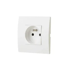 Prise avec terre blanc complet, lot de 5