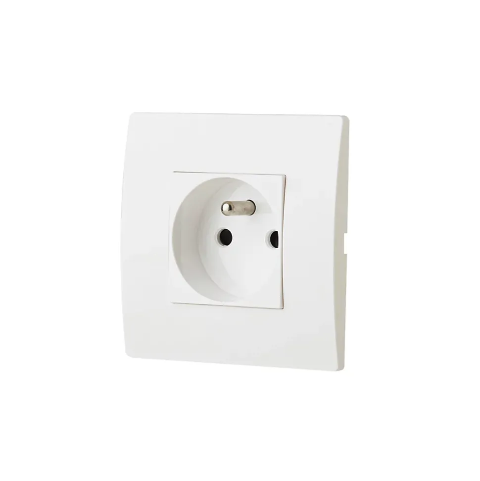 Prise avec terre blanc complet, lot de 5