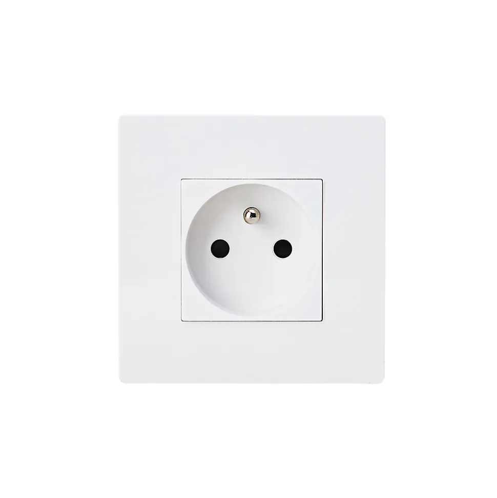 Prise avec terre blanc complet, lot de 5