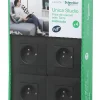 Prise avec terre complète Schneider Electric Unica Déco anthracite, lot de 4