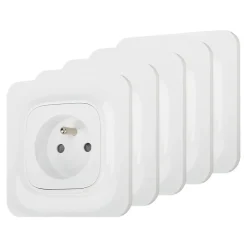 Prise avec terre Jacobsen Kennet blanc complet, lot de 5